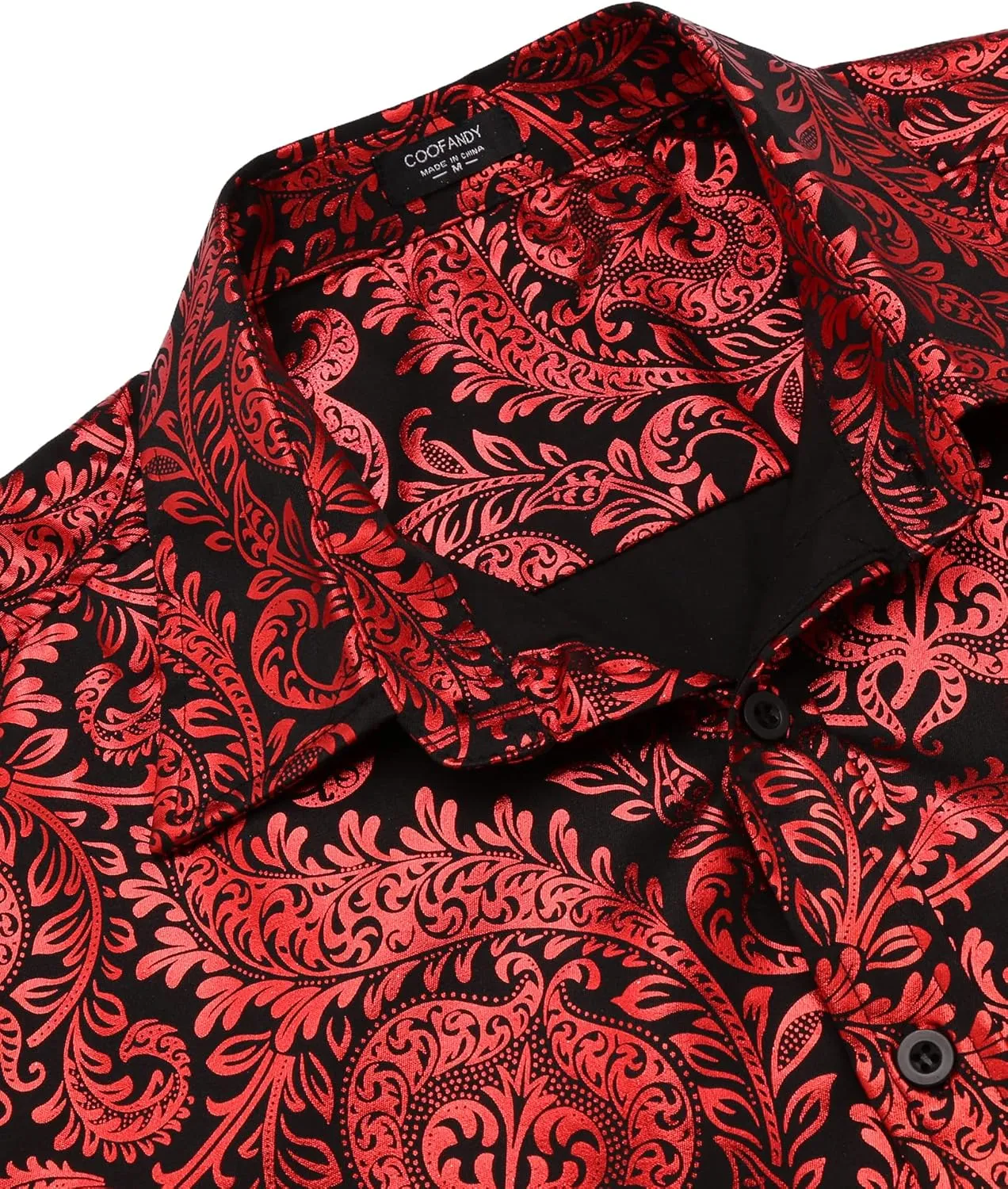 COOFANDY Men's Paisley Shirt Luxury Disco Long Sleeve Button Down Dress Shirts