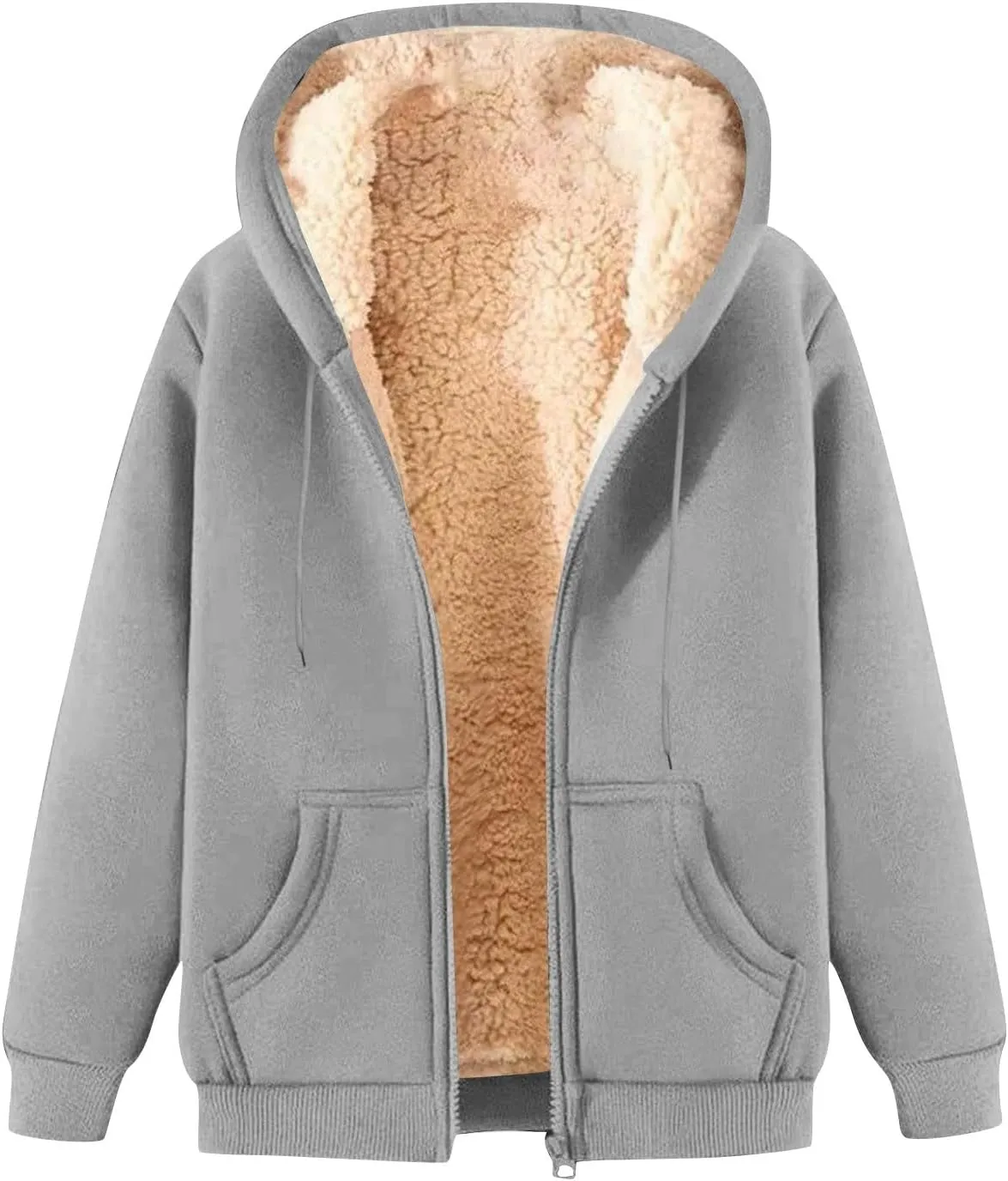 COTECRAM Hoodies for Women Winter Fleece Sweatshirt Full Zip Up Thick Sherpa Lined Hooded Jacket Coats Warm Outerwear
