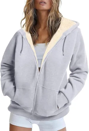 COTECRAM Hoodies for Women Winter Fleece Sweatshirt Full Zip Up Thick Sherpa Lined Hooded Jacket Coats Warm Outerwear