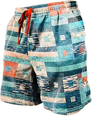 CRNTCEM Mens Drawstring Boho Beach Shorts Summer Surfing Board Shorts Vintage Hawaiians Shorts Athletic Workout Short Pants