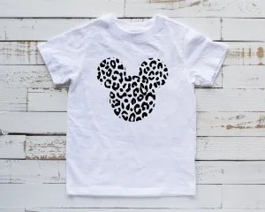 Custom Animal Print Mickey Mouse Youth T Shirt - Disney Kids Cheetah Leopard Safari T Shirts - Personalized Name Mickey Shirt