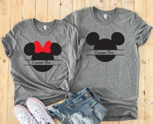 Custom Minnie and Mickey Shirts - Disney Couples Shirt - Matching Family Shirts - Personalized Name Monogram Minnie and Mickey Shirt
