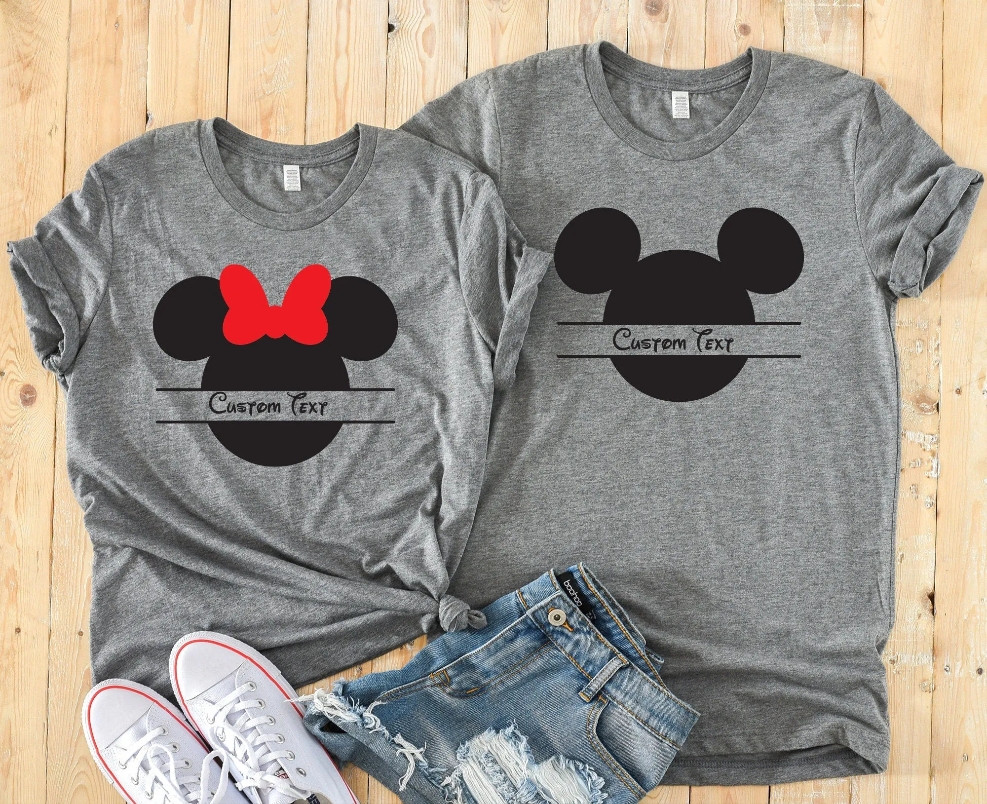 Custom Minnie and Mickey Shirts - Disney Couples Shirt - Matching Family Shirts - Personalized Name Monogram Minnie and Mickey Shirt