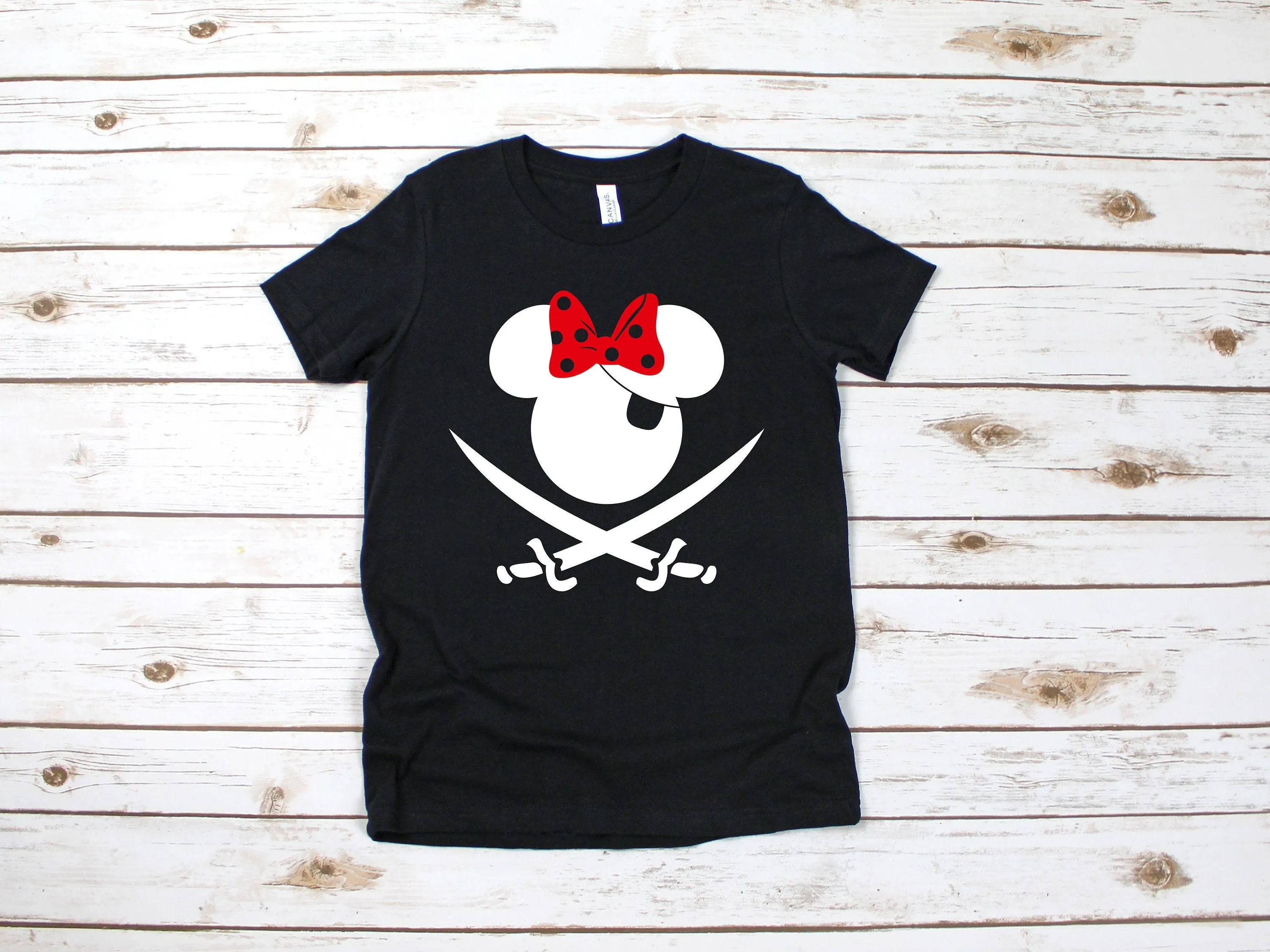 Custom Minnie Mouse Pirate Disney T shirt - Name Monogram Minnie Mouse Kids Shirt  - Personalized Disney Matching Family Shirts