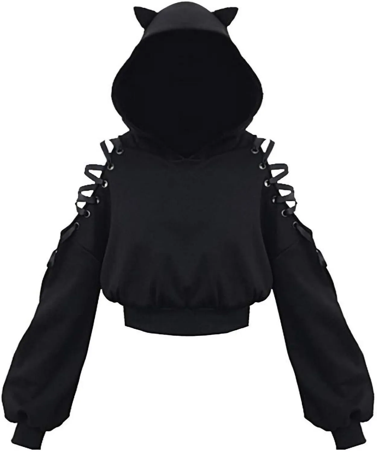 Cute Hoodies for Women Girls Gothic Style Hooded Sweatshirt Plus Size Long Sleeve Crop Tops Y2K Fall Pullover
