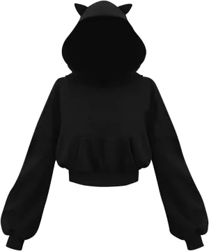 Cute Hoodies for Women Girls Gothic Style Hooded Sweatshirt Plus Size Long Sleeve Crop Tops Y2K Fall Pullover