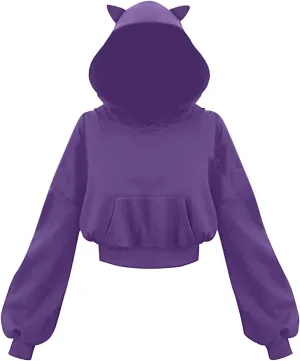 Cute Hoodies for Women Girls Gothic Style Hooded Sweatshirt Plus Size Long Sleeve Crop Tops Y2K Fall Pullover