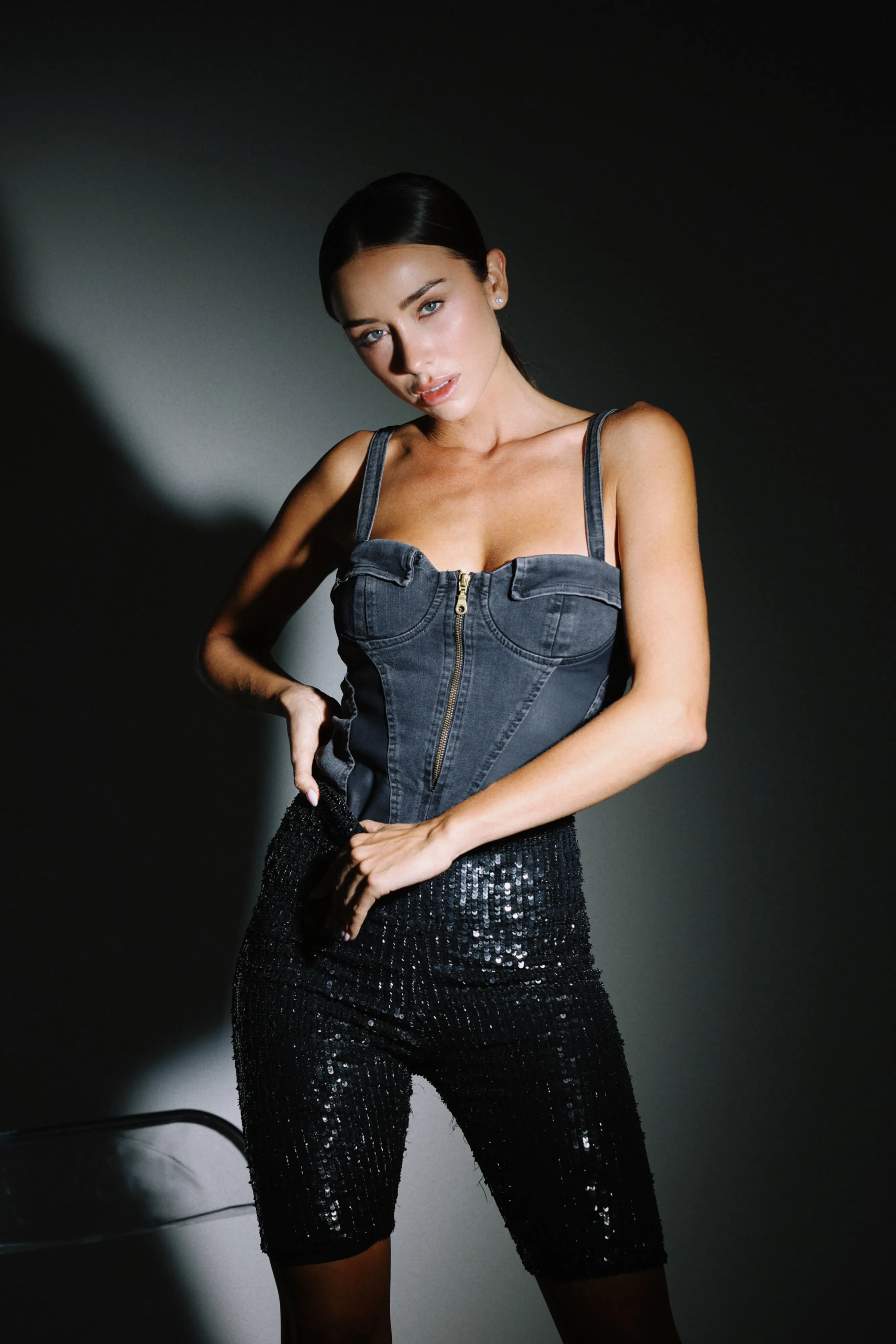 DENIM V BODISUIT
