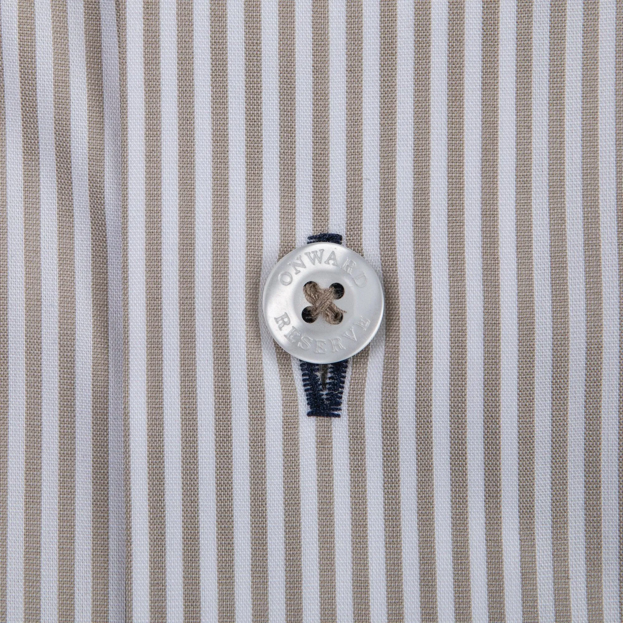 Dune/White Stripe Tailored Fit Spread Collar Shirt