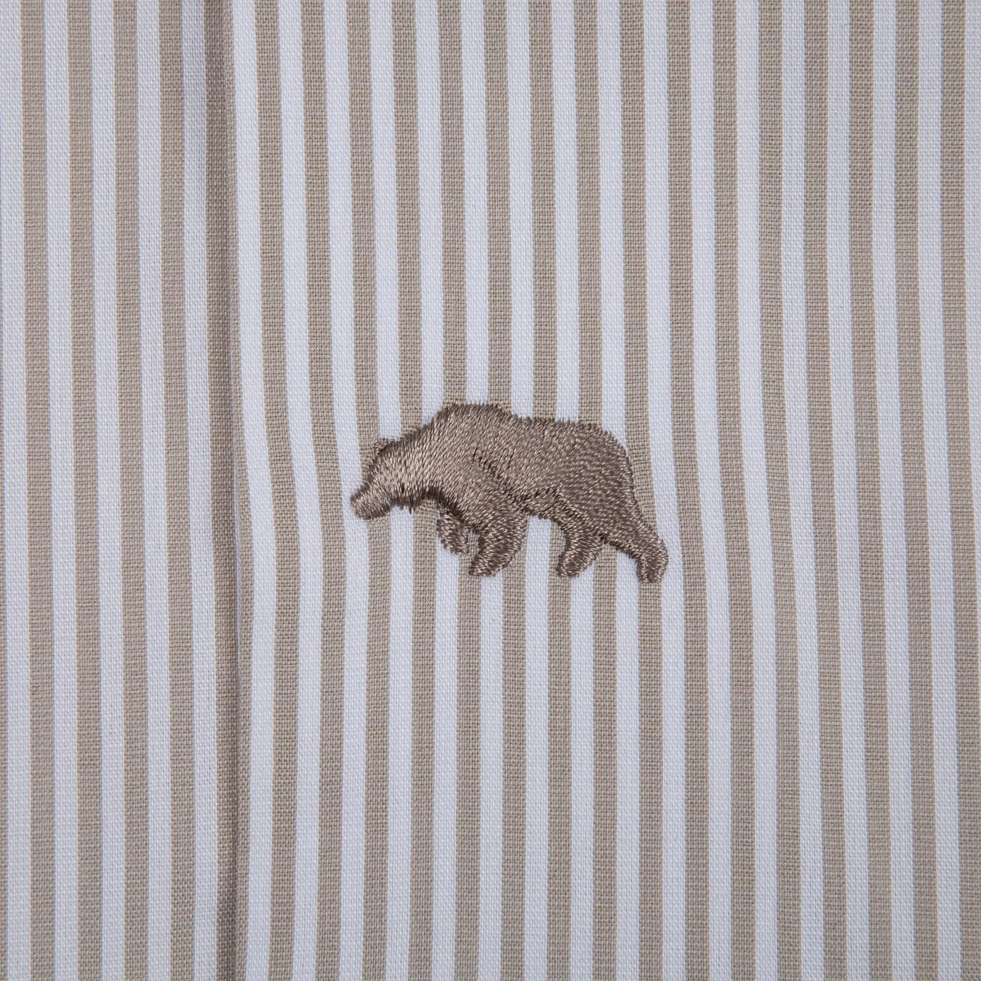 Dune/White Stripe Tailored Fit Spread Collar Shirt