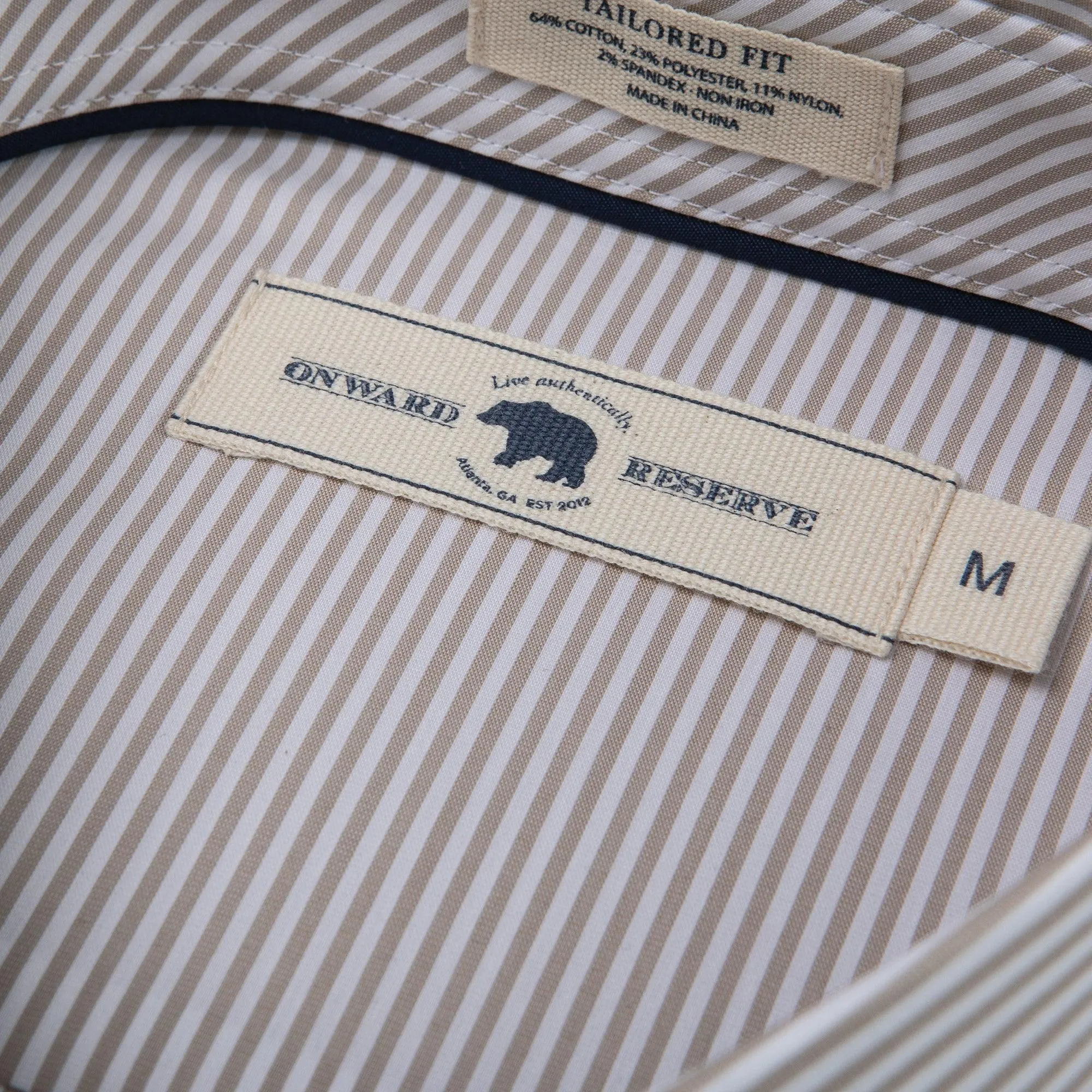 Dune/White Stripe Tailored Fit Spread Collar Shirt