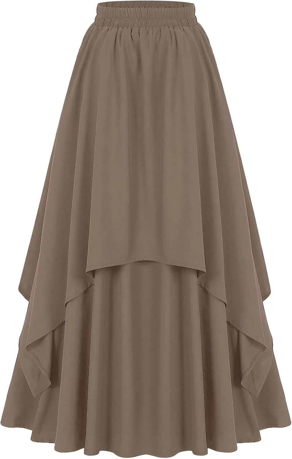 ebossy Women's Elegant Layered Long Skirt Retro High Waist Pleated Flowy A-line Asymmetric Renaissance Skirts
