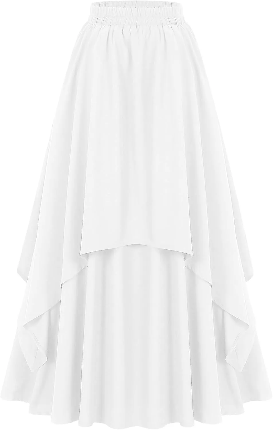 ebossy Women's Elegant Layered Long Skirt Retro High Waist Pleated Flowy A-line Asymmetric Renaissance Skirts