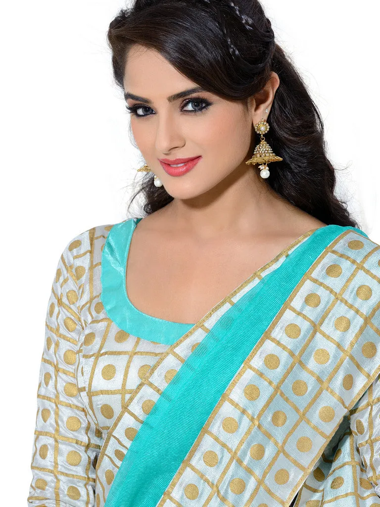 Elegant Hand Painted Mint Colored Exclusive Saree D-218