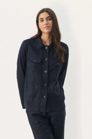ELNORAPW LINEN BLAZER "Dark Navy"