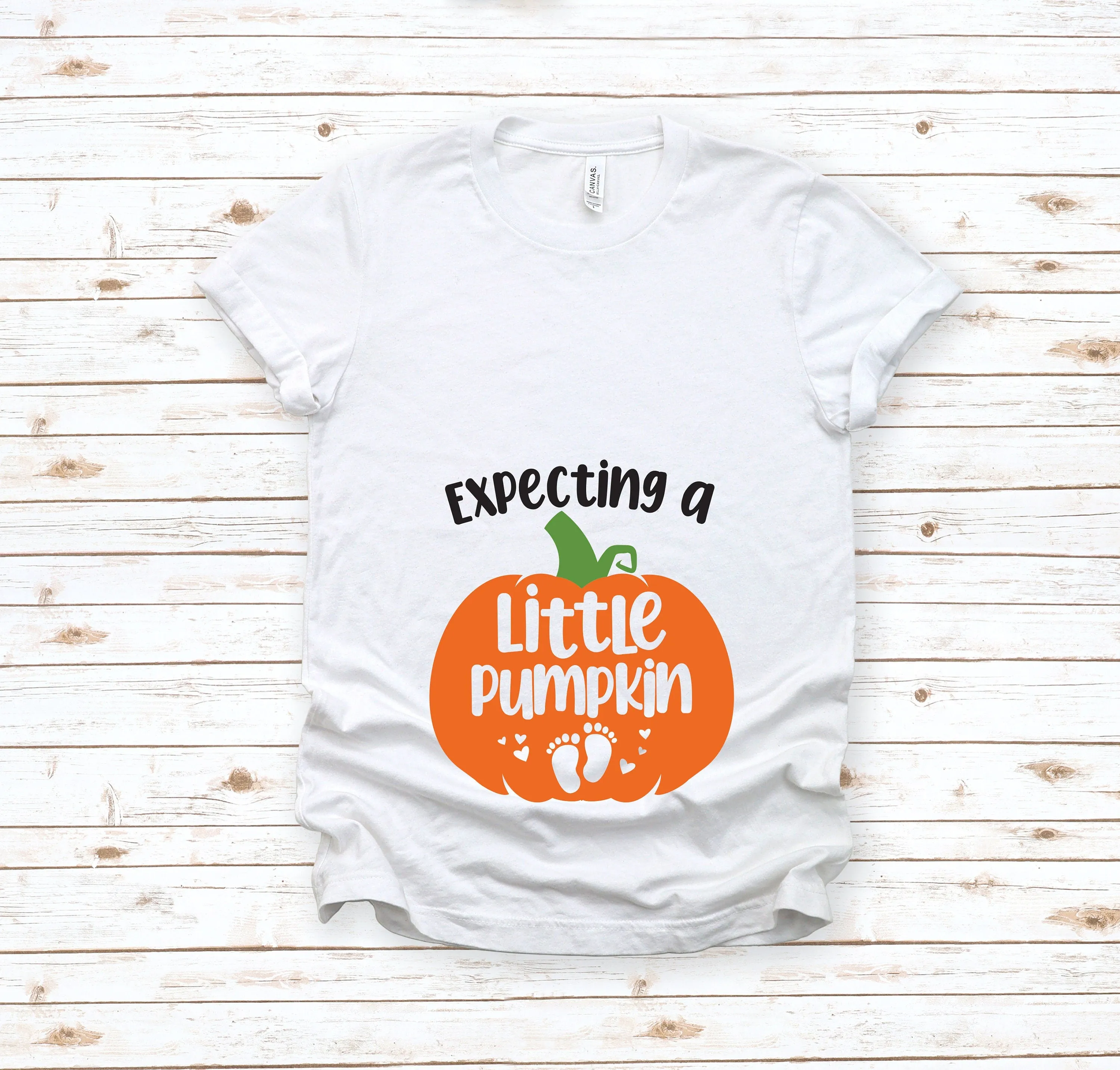 Expecting a Little Pumpkin Adult Unisex T Shirt - Halloween - Funny Pregnancy Announcement - Baby Coming Soon