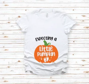Expecting a Little Pumpkin Adult Unisex T Shirt - Halloween - Funny Pregnancy Announcement - Baby Coming Soon