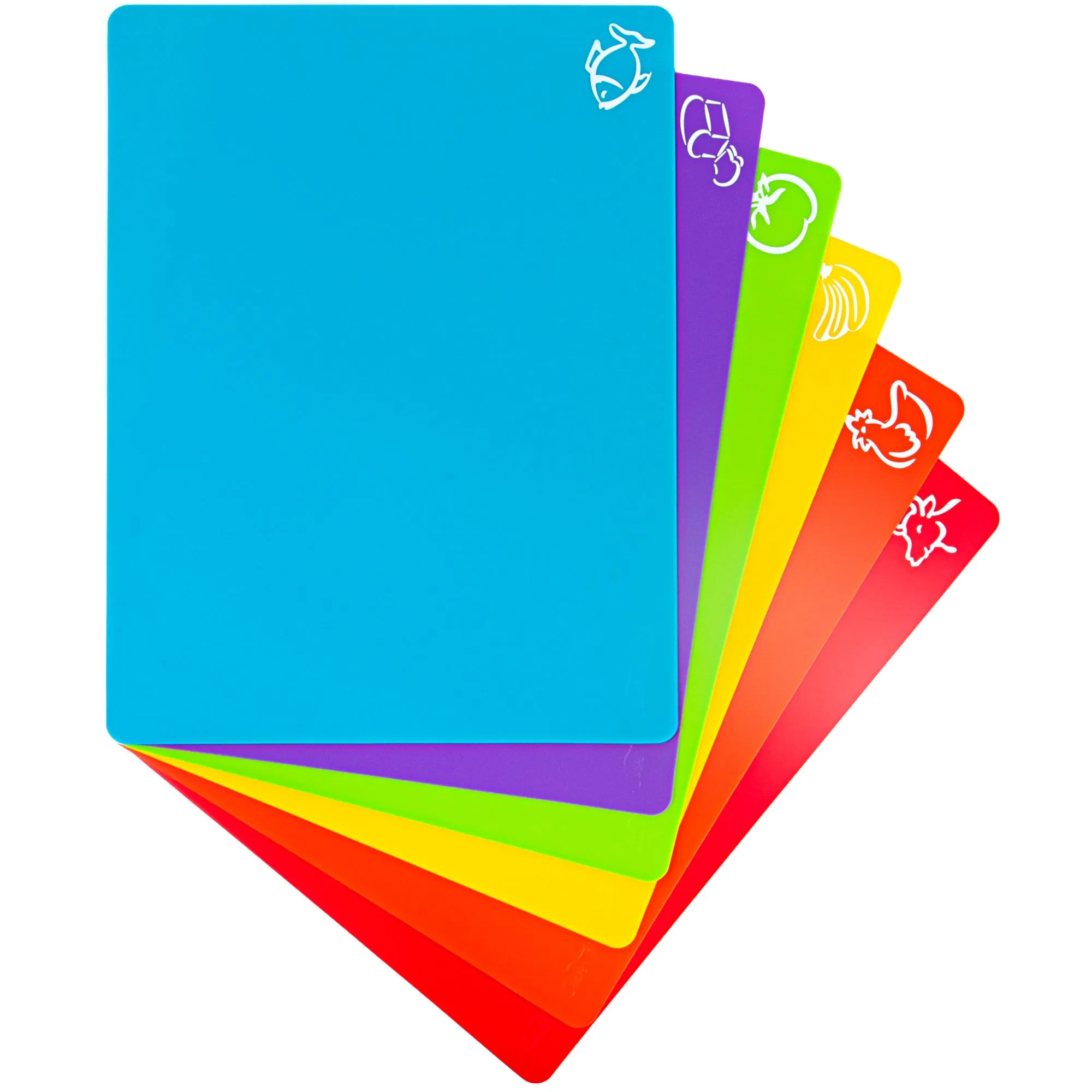 Extra Thick Flexible Plastic Cutting Board Mats with Food Icons & EZ-Grip Waffle Back,Dishwasher Safe