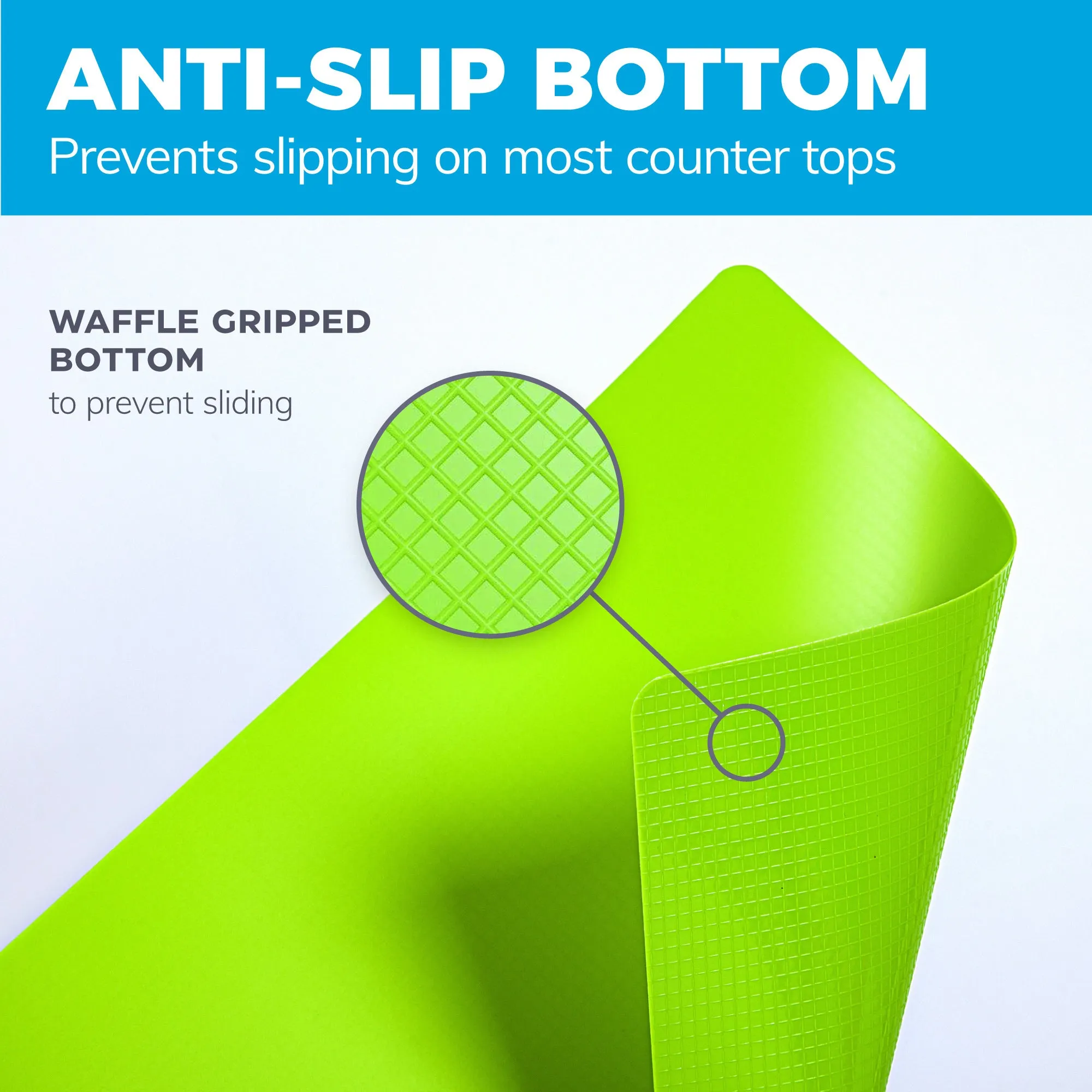 Extra Thick Flexible Plastic Cutting Board Mats with Food Icons & EZ-Grip Waffle Back,Dishwasher Safe
