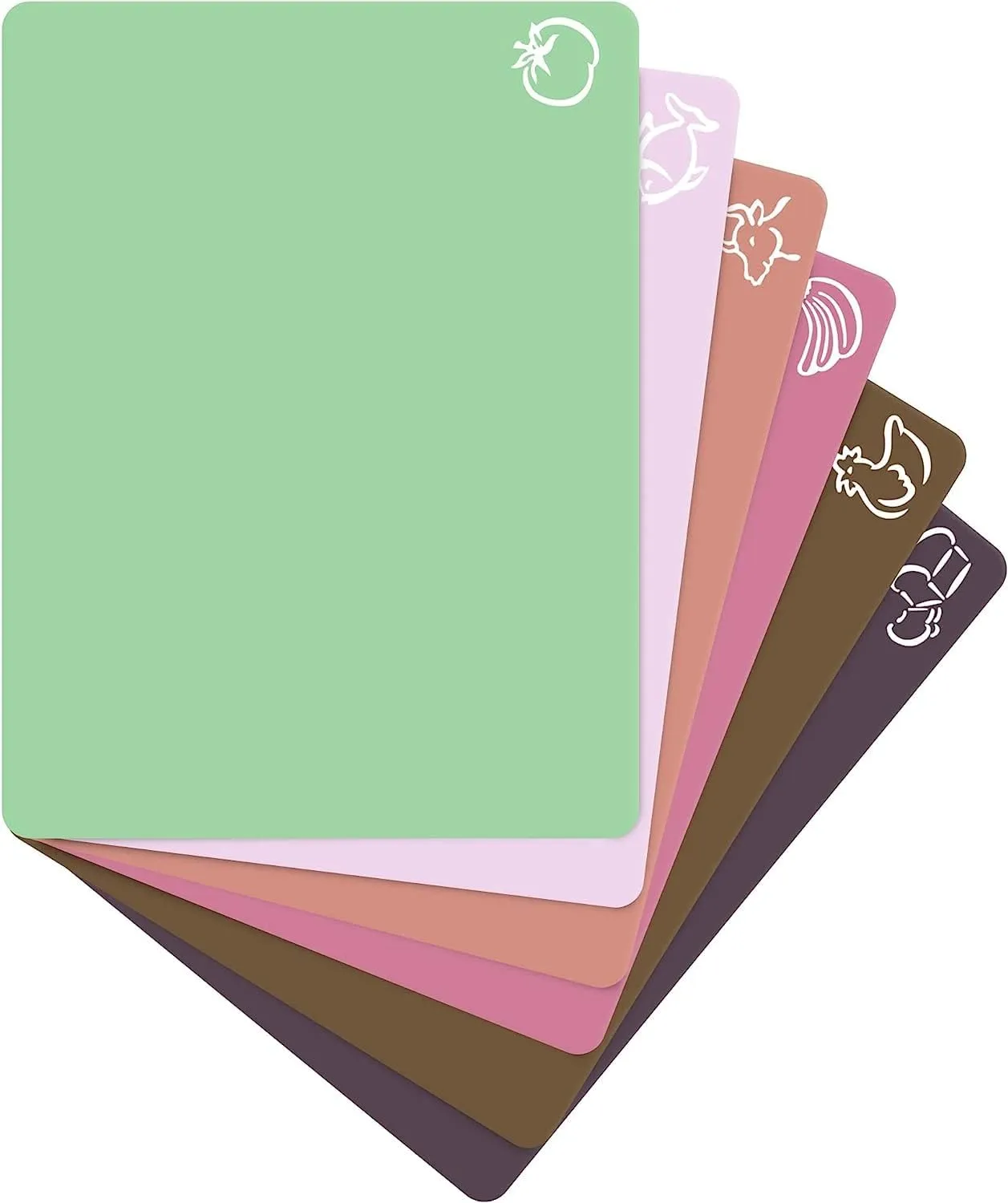 Extra Thick Flexible Plastic Cutting Board Mats with Food Icons & EZ-Grip Waffle Back,Dishwasher Safe