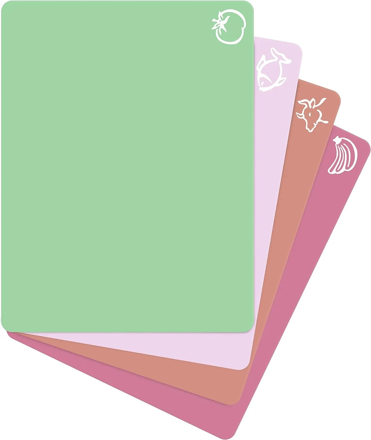 Extra Thick Flexible Plastic Cutting Board Mats with Food Icons & EZ-Grip Waffle Back,Dishwasher Safe