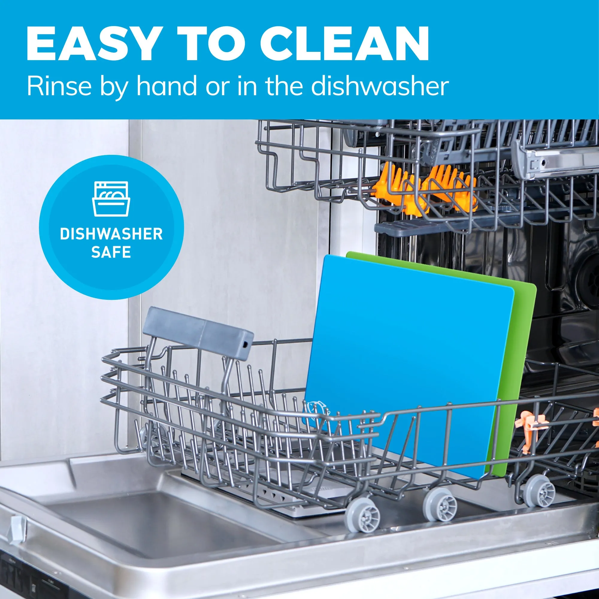 Extra Thick Flexible Plastic Cutting Board Mats with Food Icons & EZ-Grip Waffle Back,Dishwasher Safe