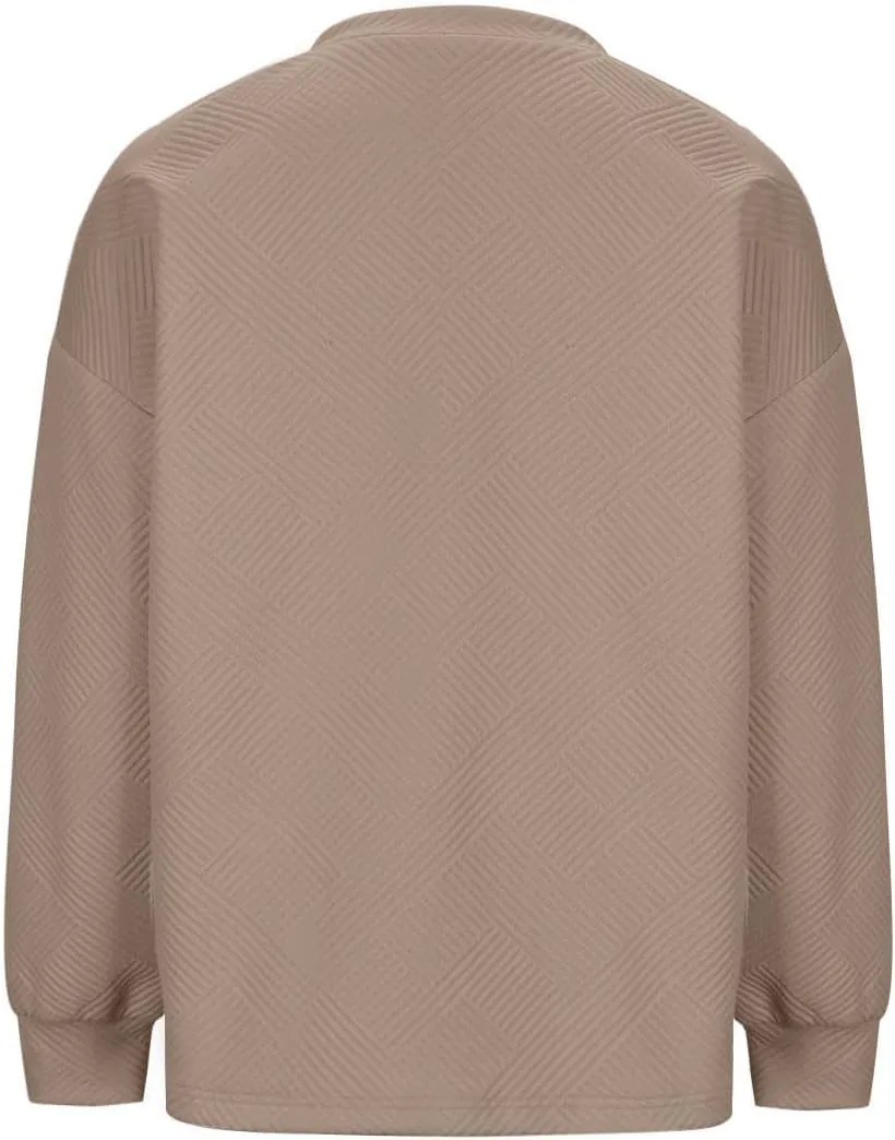 Fall Fashion Sweatshirts For Women 2024 Long Sleeve Crew Neck Sweatshirt Casual Loose Textured Pullover Tops