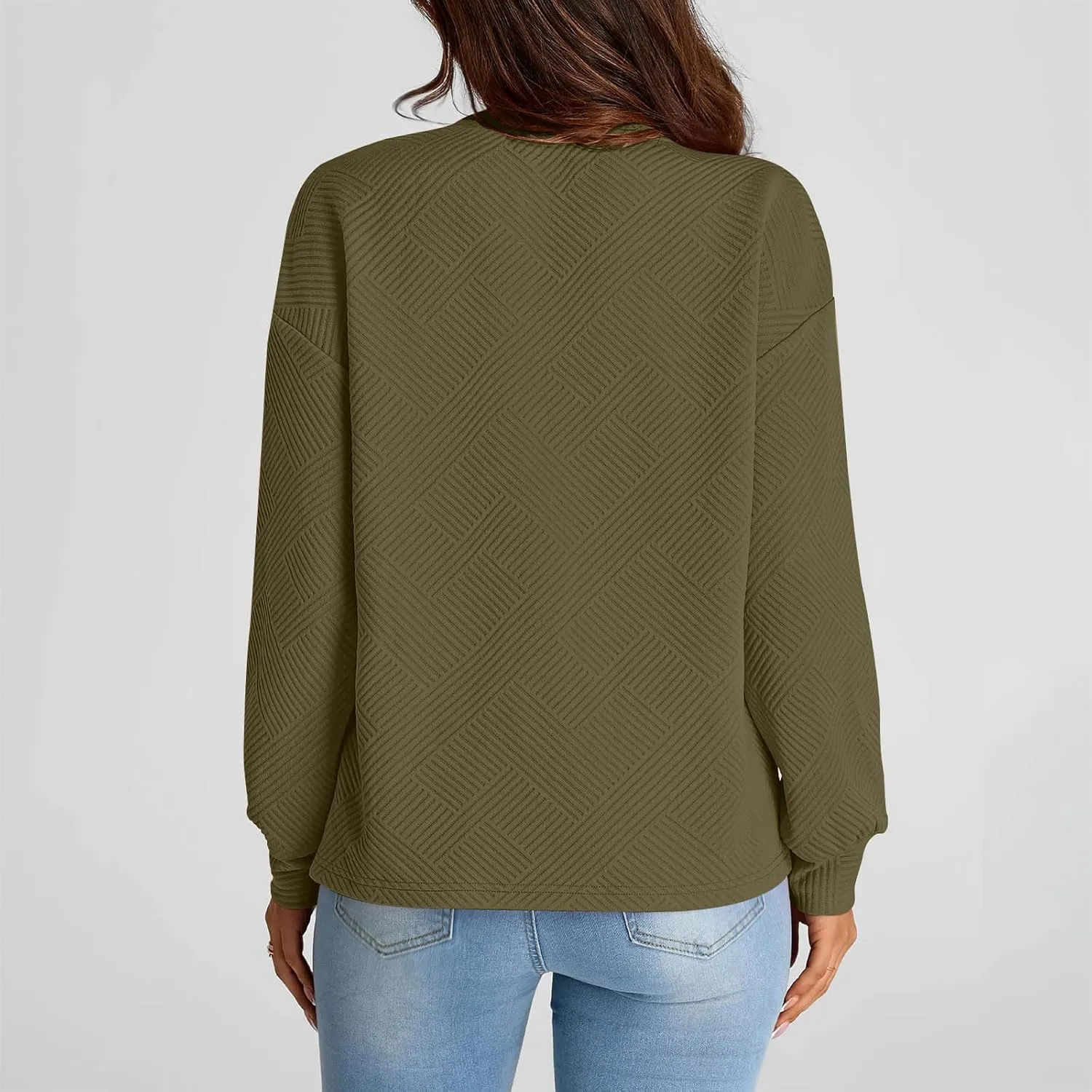 Fall Fashion Sweatshirts For Women 2024 Long Sleeve Crew Neck Sweatshirt Casual Loose Textured Pullover Tops