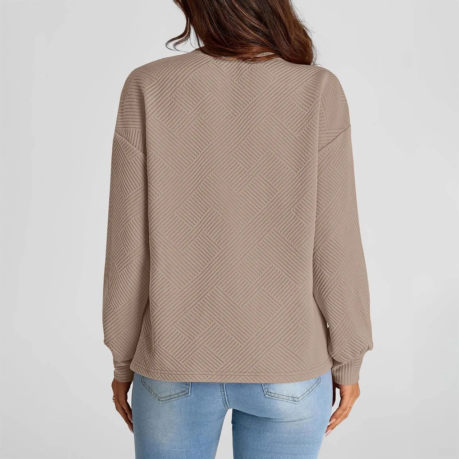 Fall Fashion Sweatshirts For Women 2024 Long Sleeve Crew Neck Sweatshirt Casual Loose Textured Pullover Tops