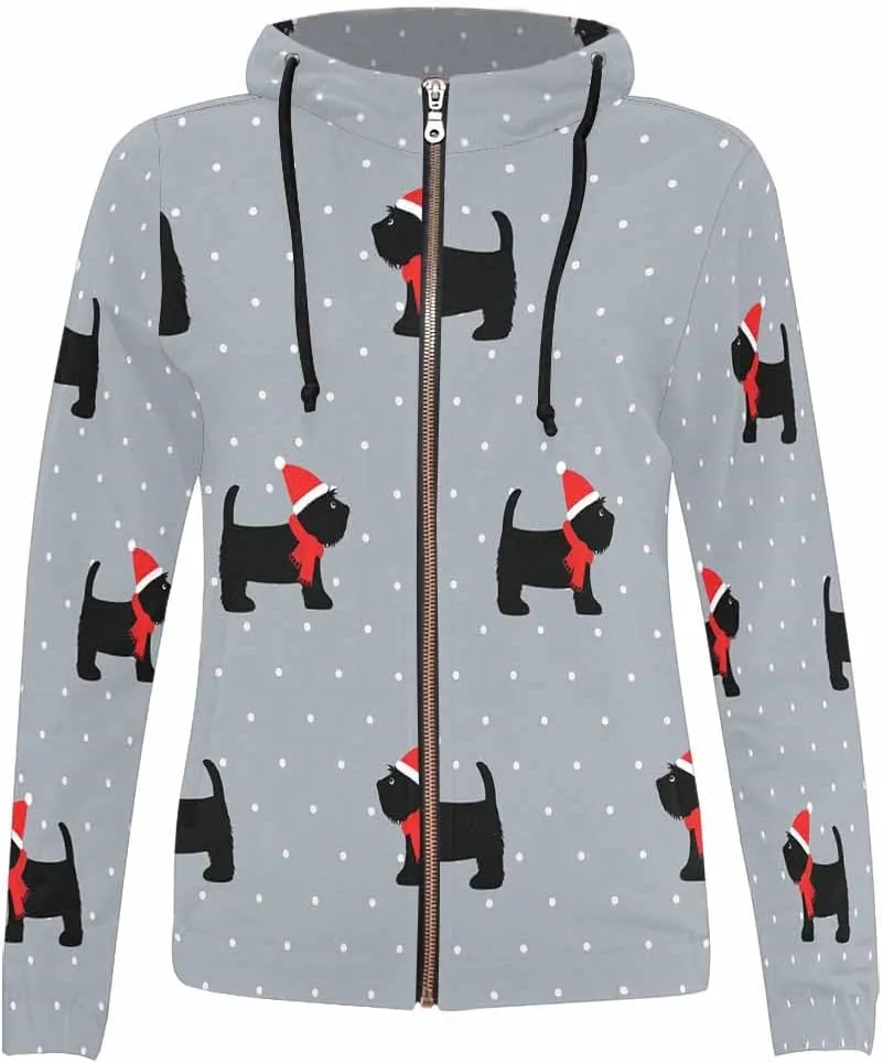 Fall Jacket Women Christmas Tree Pattern Womens Zip Up Sweatshirt Oversized Hoodies Sweater