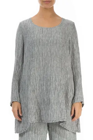 Flared Crinkled Sage Silk Tunic