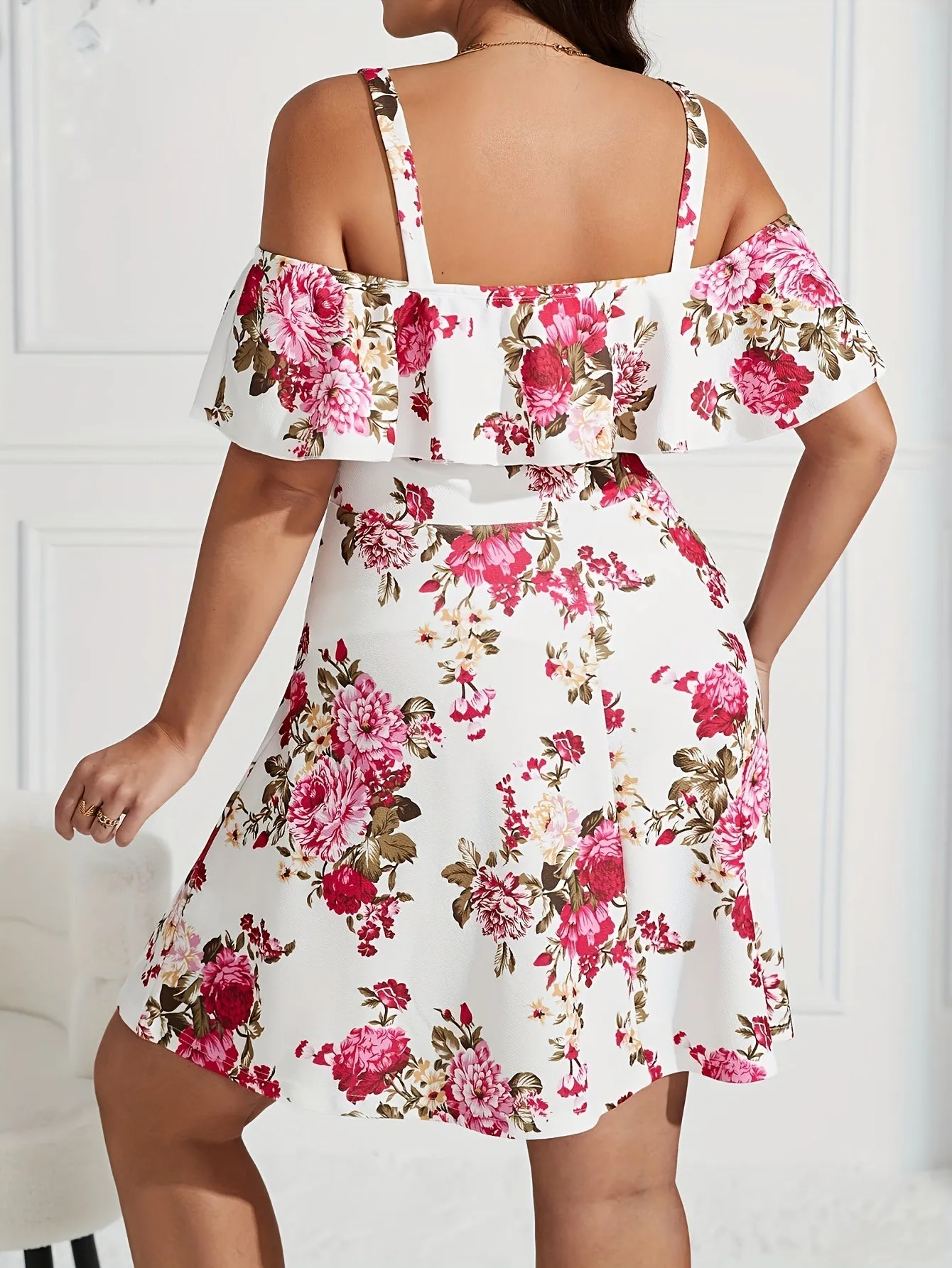 Floral Breeze Ruffle Trim Mini Dress
