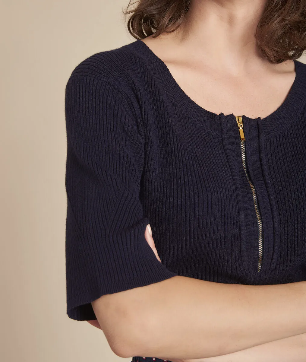 FORBO ROUND-NECK ZIPPED SWEATER