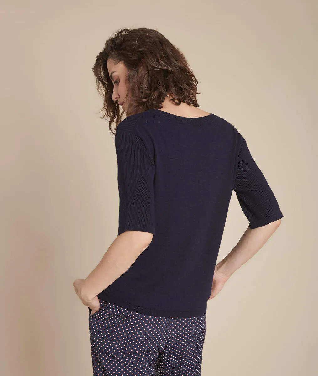 FORBO ROUND-NECK ZIPPED SWEATER