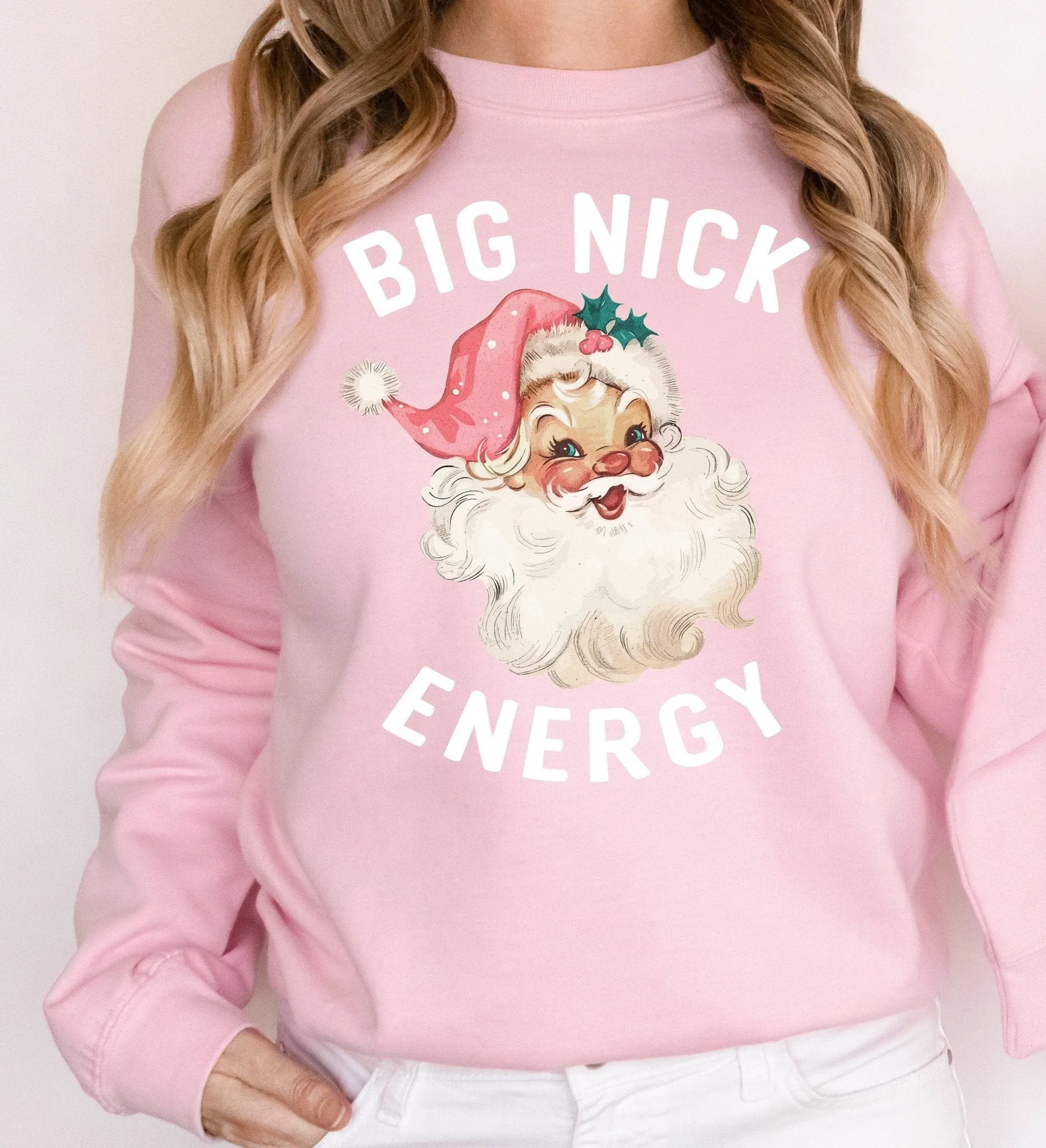 Funny Big Nick Energy Vintage Santa Christmas Sweatshirt Top