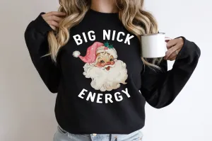 Funny Big Nick Energy Vintage Santa Christmas Sweatshirt Top
