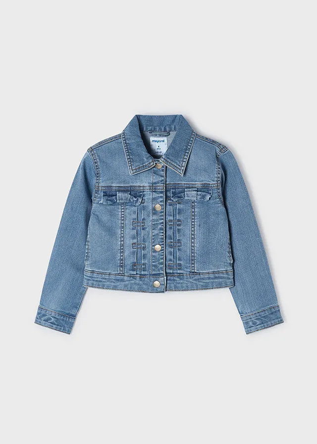 girls bow pocket denim jacket
