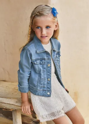 girls bow pocket denim jacket