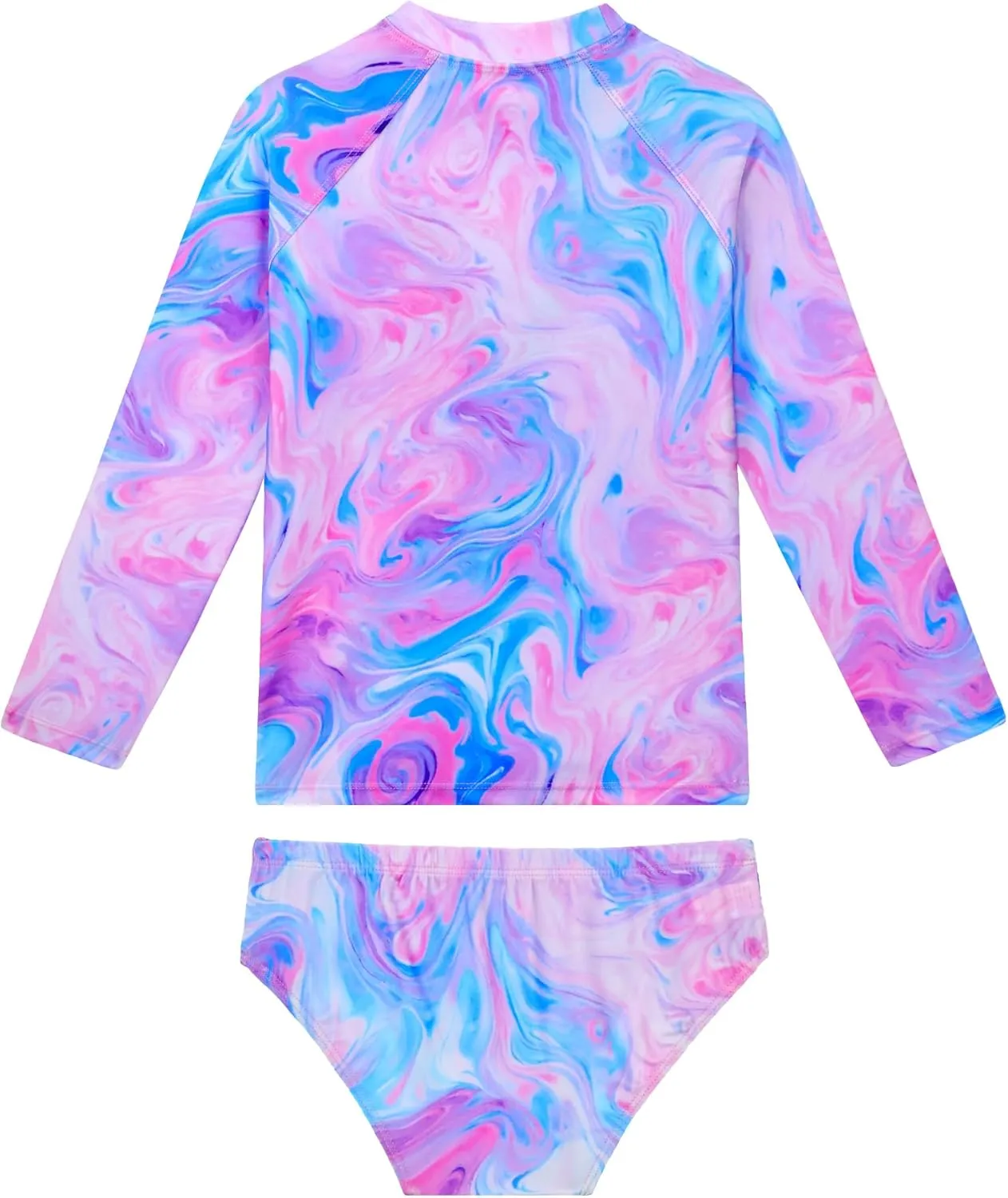 Girls Swimsuit Long Sleeve Rush Guard Bathing Suit Swimwear with Bikini Bottom Sun Protection