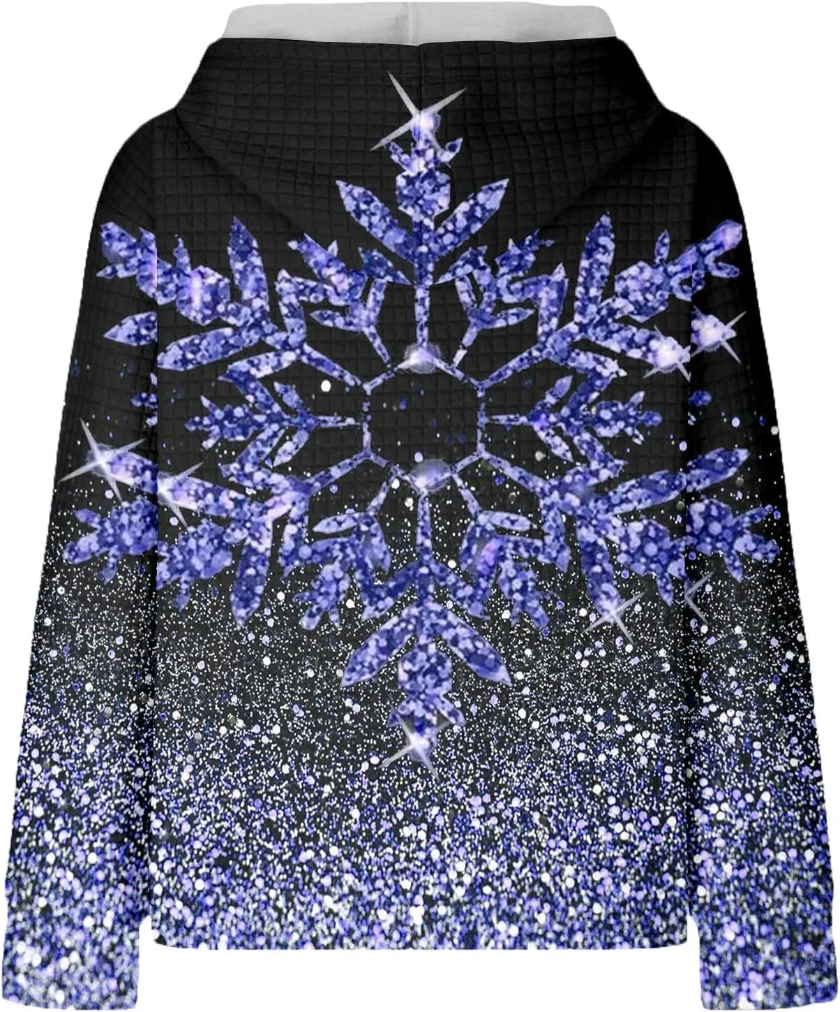 Glitter Snowflake Hoodie for Women Sparkly Pullover Oversized Winter Graphic Hooded Sweatshirt Casual Zip Up Top