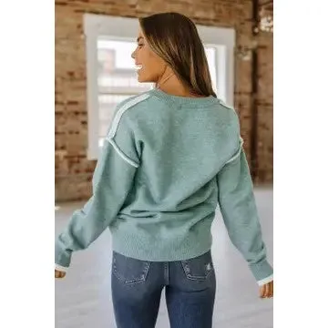 Hazy Days Jade Crewneck Knit Sweater (Size Large)
