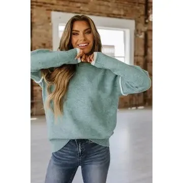 Hazy Days Jade Crewneck Knit Sweater (Size Large)