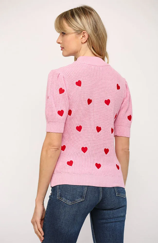 Heart Embellished SS Sweater