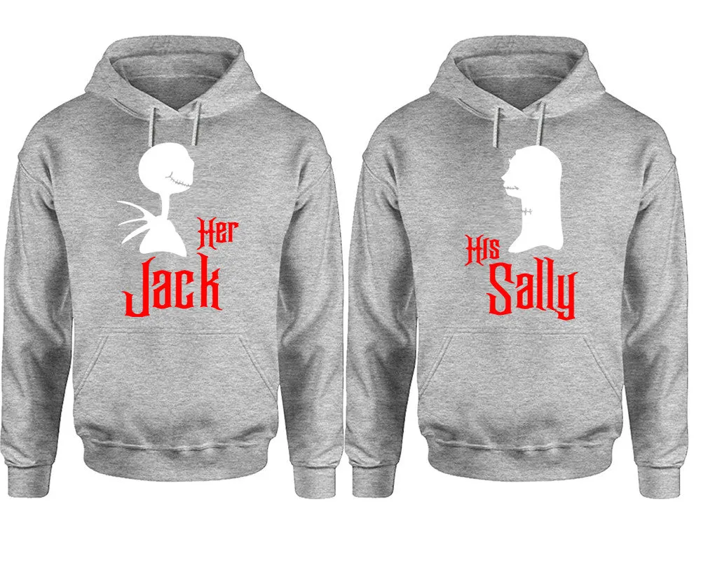 Her Jack & His Sally Couple Pullover Hoodies – Unisex Premium 4-Piece Set | Men’s & Women’s Designs Sold Separately