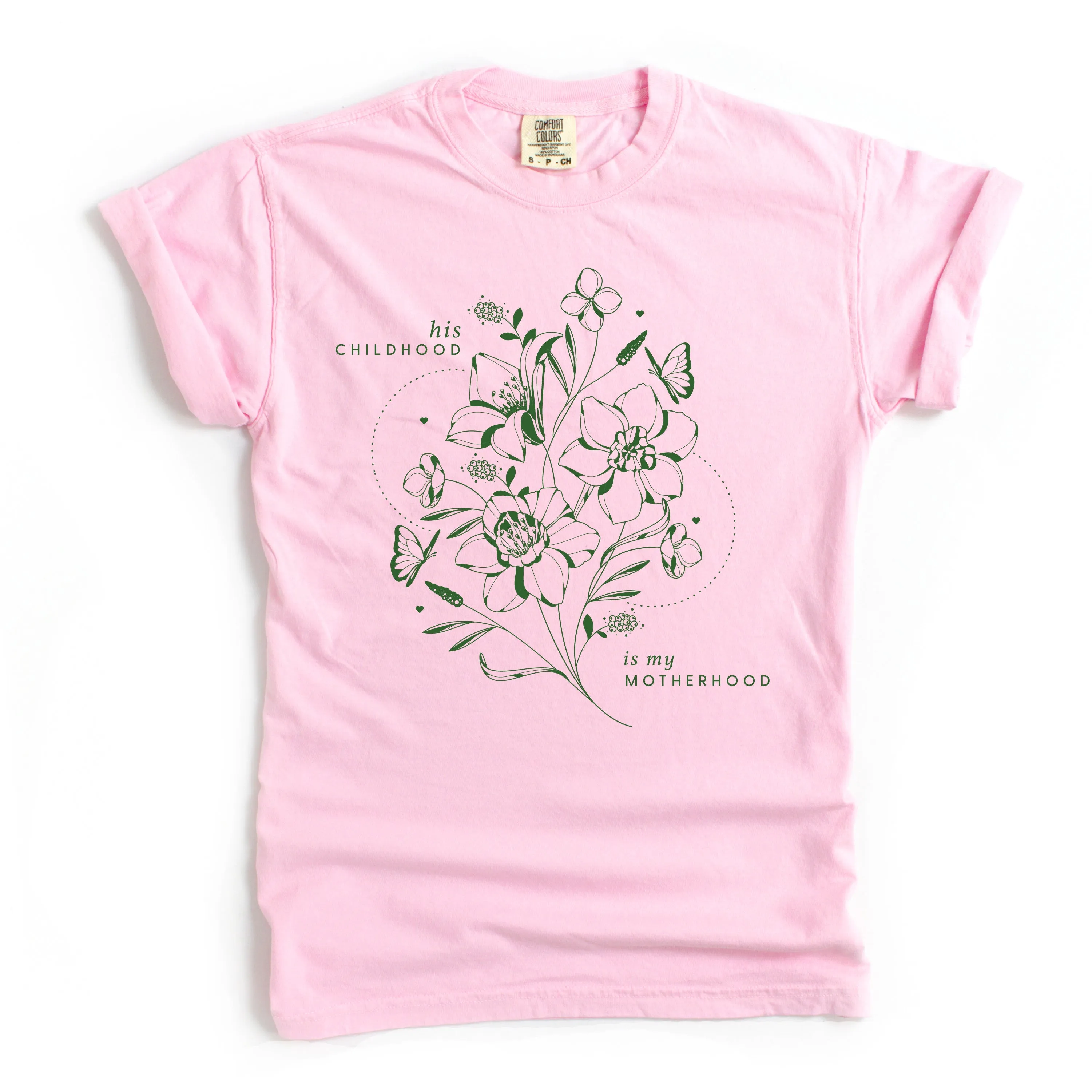 His Childhood is My Motherhood (Singular) - SHORT SLEEVE COMFORT COLORS TEE