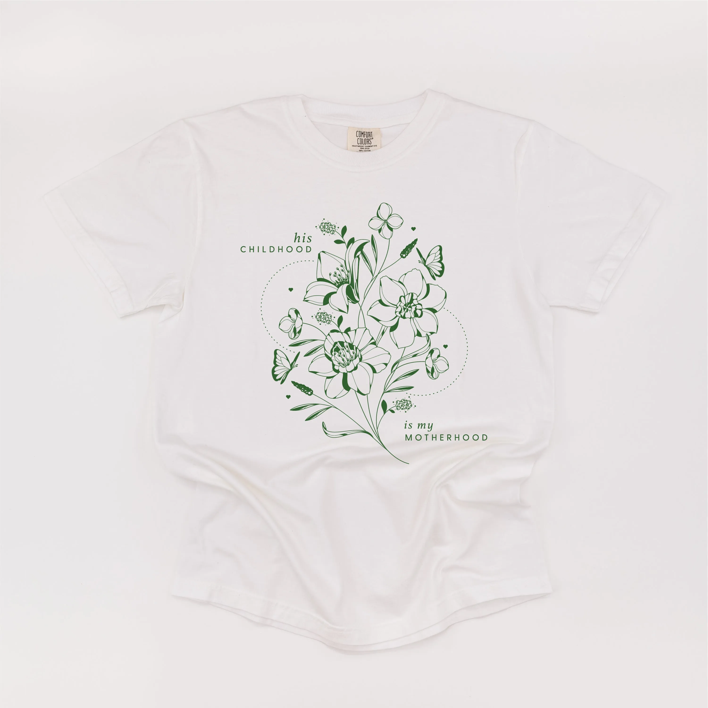 His Childhood is My Motherhood (Singular) - SHORT SLEEVE COMFORT COLORS TEE