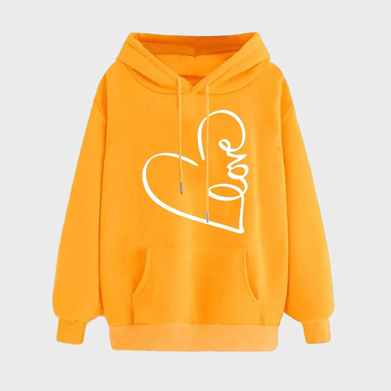 Hoodie for Women 2024 Fall Fashion Heart Print Long Sleeve Casual Loose Fit Tops Teen Girls Oversized Sweatshirts