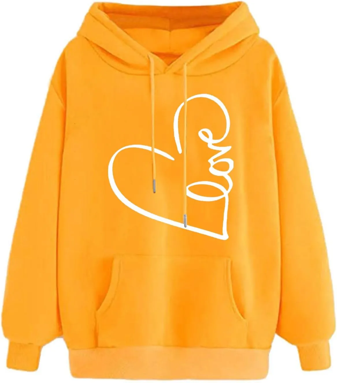Hoodie for Women 2024 Fall Fashion Heart Print Long Sleeve Casual Loose Fit Tops Teen Girls Oversized Sweatshirts