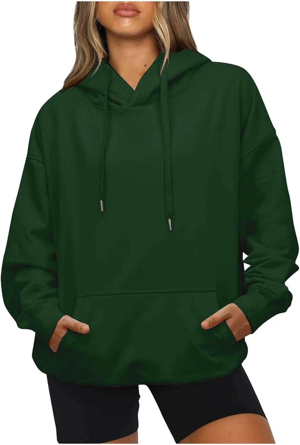 Hoodies for Women Casual Long Sleeve Drawstring Sweatshirt Lightweight Comfy Fleece Pullover Sweaters with Pocket