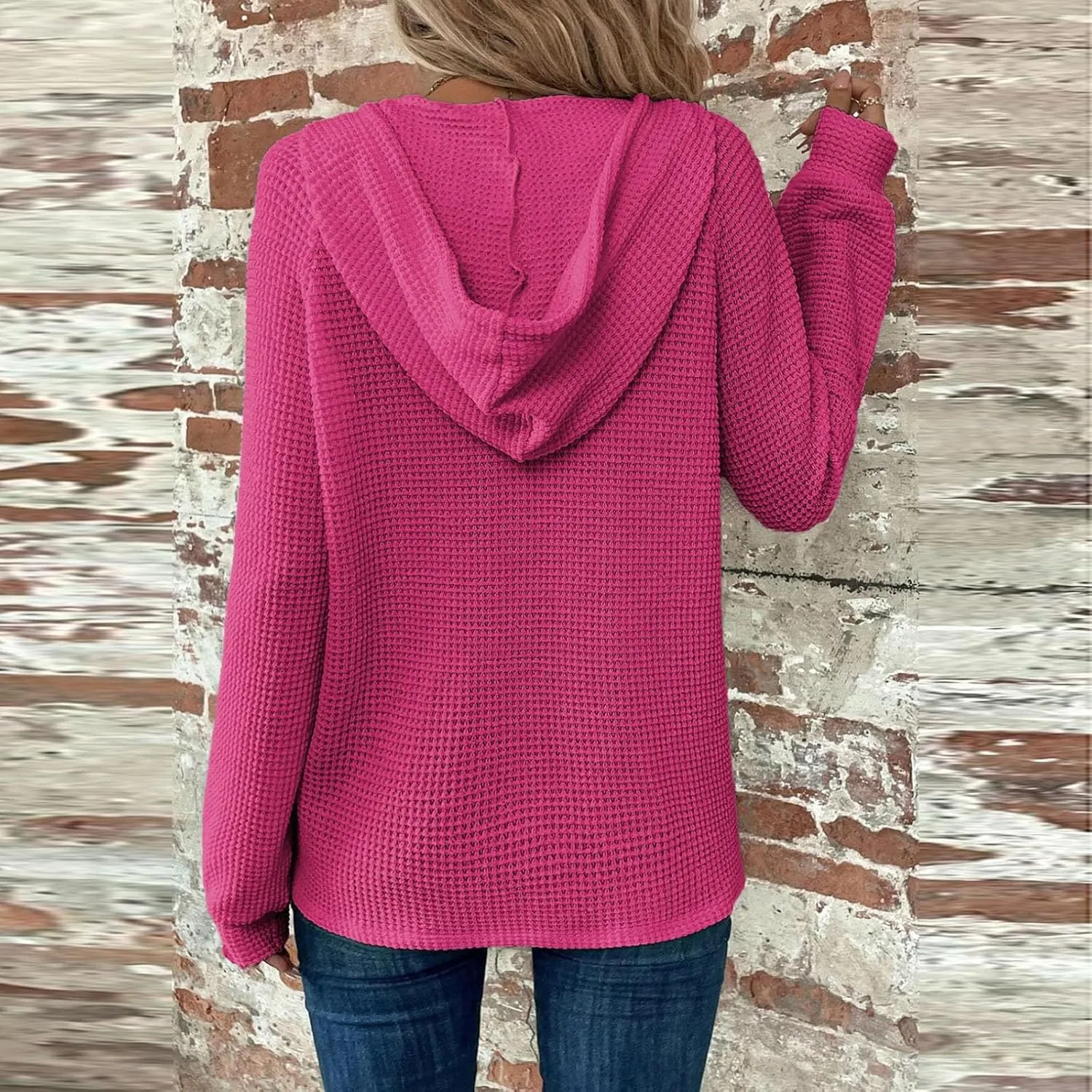 Hoodies For Women, Trendy V Neck Drawstring Long Sleeve Sweatshirts With Hood Comfy Streetwear Fall Pullover Tops